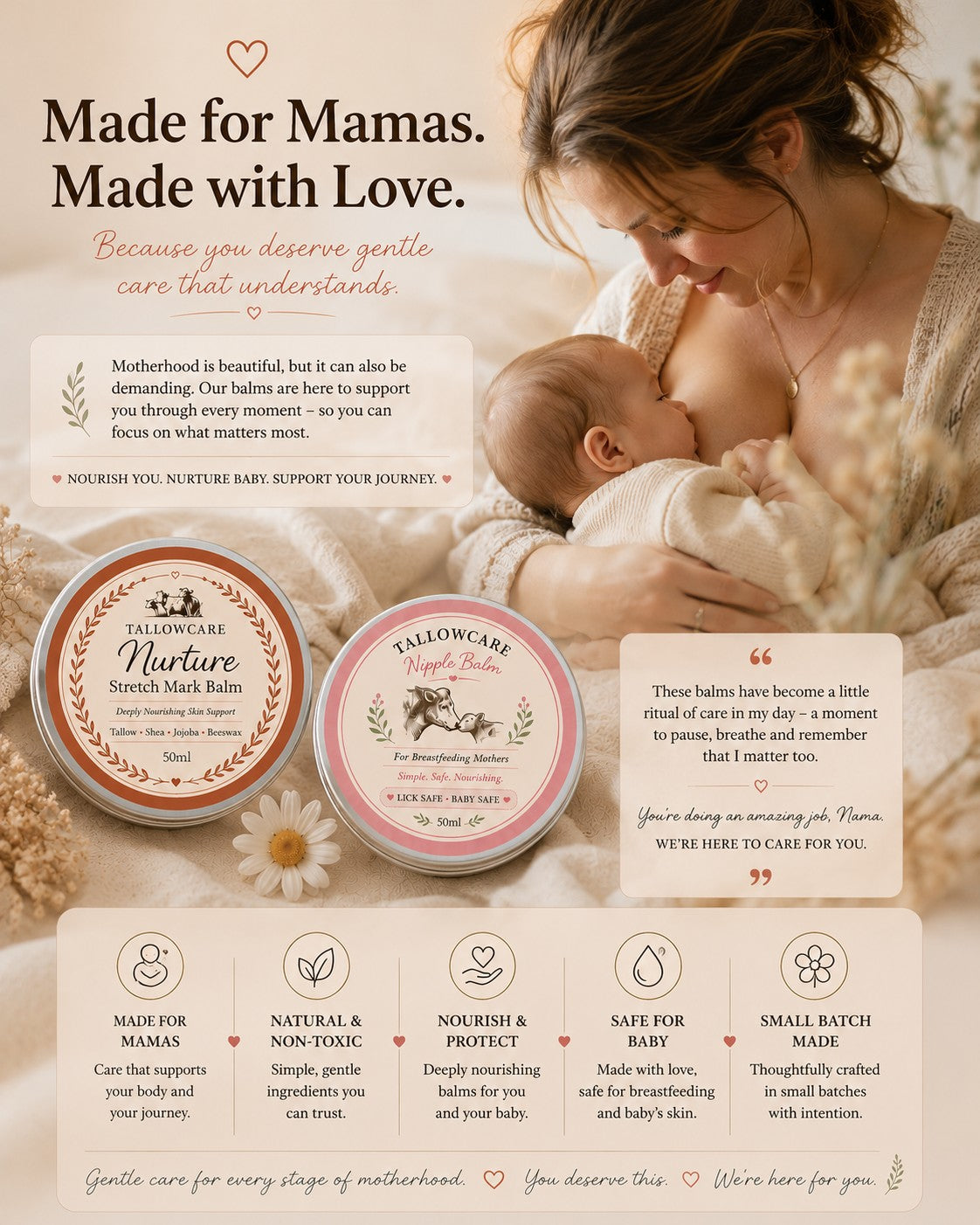 Tallow Nipple Balm — Lick Safe Relief for Breastfeeding Mums