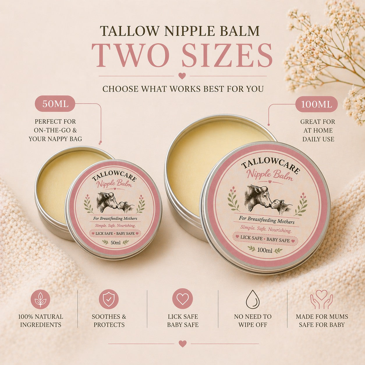 Tallow Nipple Balm — Lick Safe Relief for Breastfeeding Mums