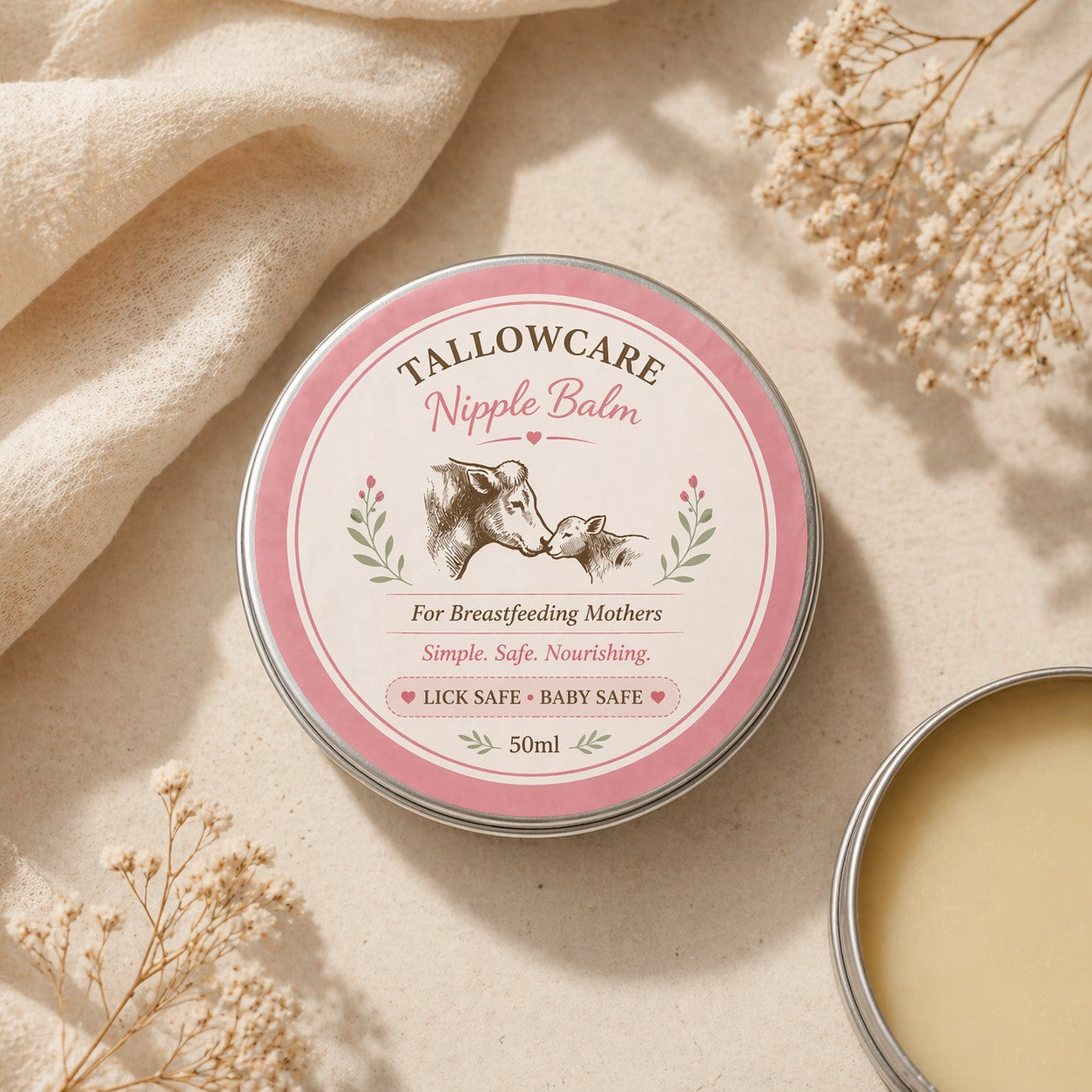Tallow Nipple Balm — Lick Safe Relief for Breastfeeding Mums
