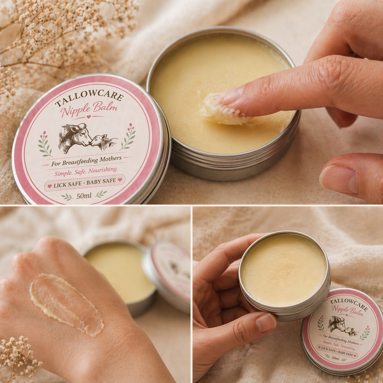 Tallow Nipple Balm — Lick Safe Relief for Breastfeeding Mums