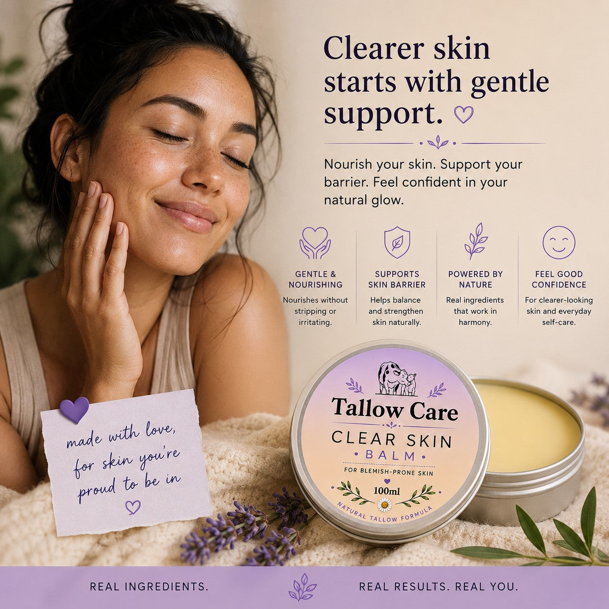 Clear Skin Tallow Balm – Natural Support for Blemish-Prone Skin