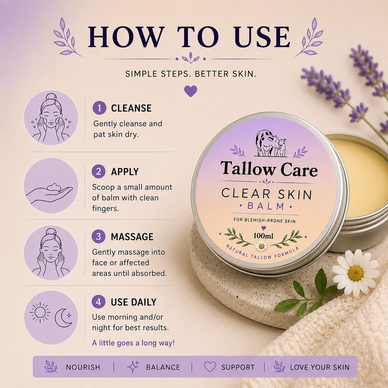 Clear Skin Tallow Balm – Natural Support for Blemish-Prone Skin