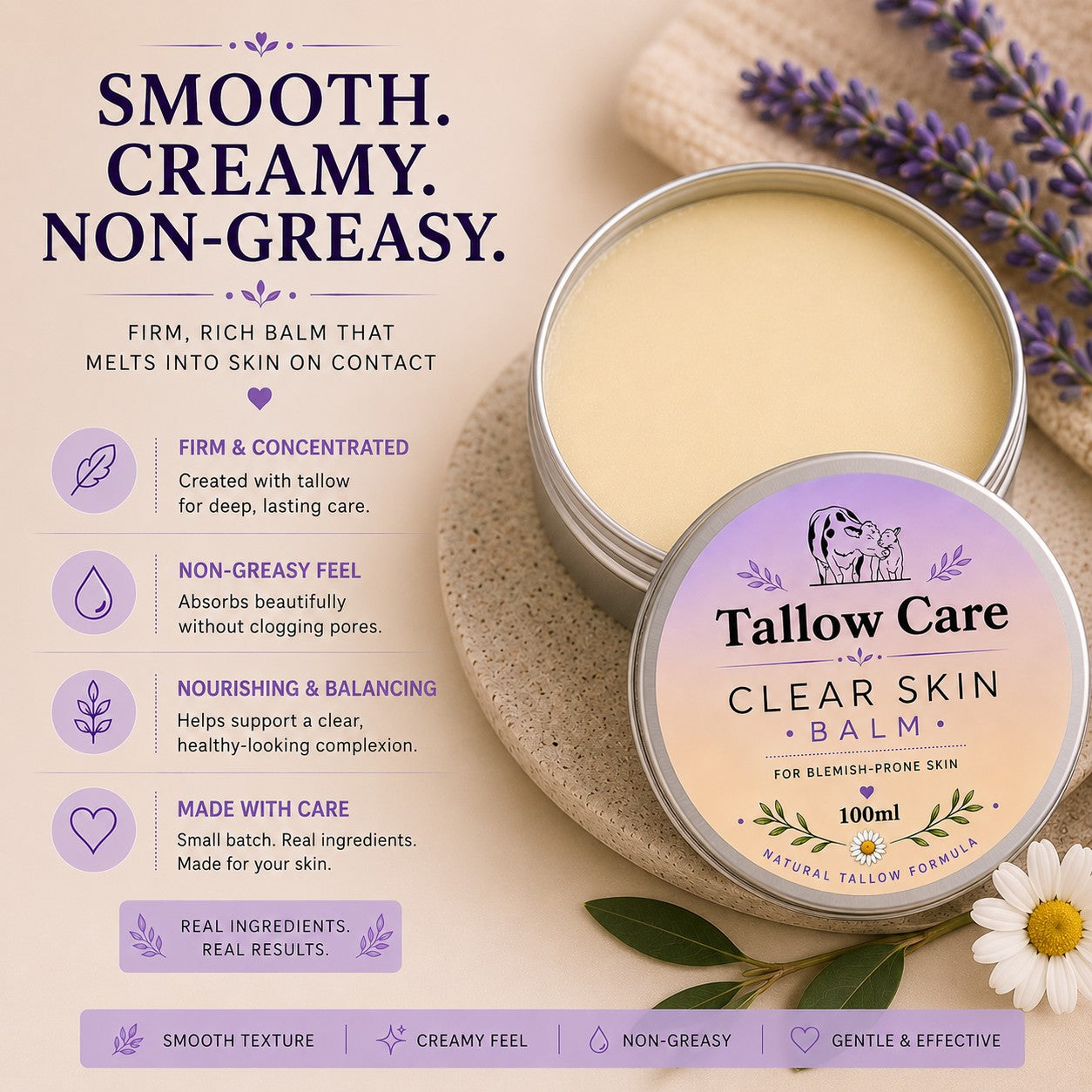 Clear Skin Tallow Balm – Natural Support for Blemish-Prone Skin