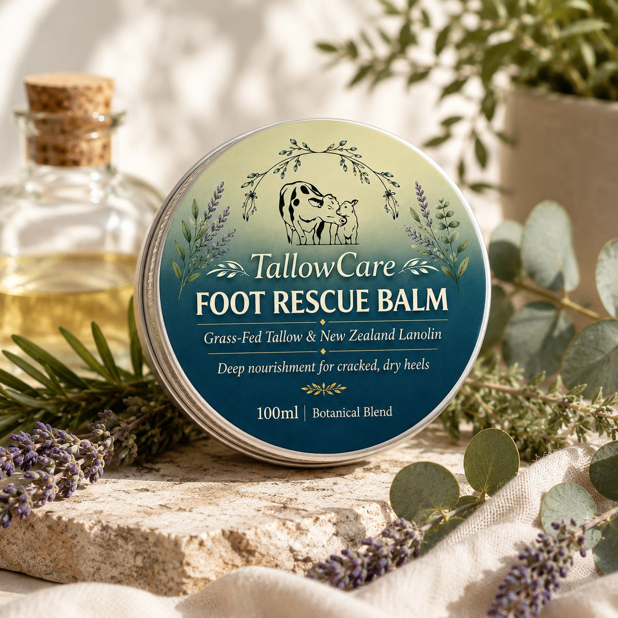 Botanical Blend Foot Rescue Balm | Natural Tallow Foot Balm for Dry, Cracked Heels