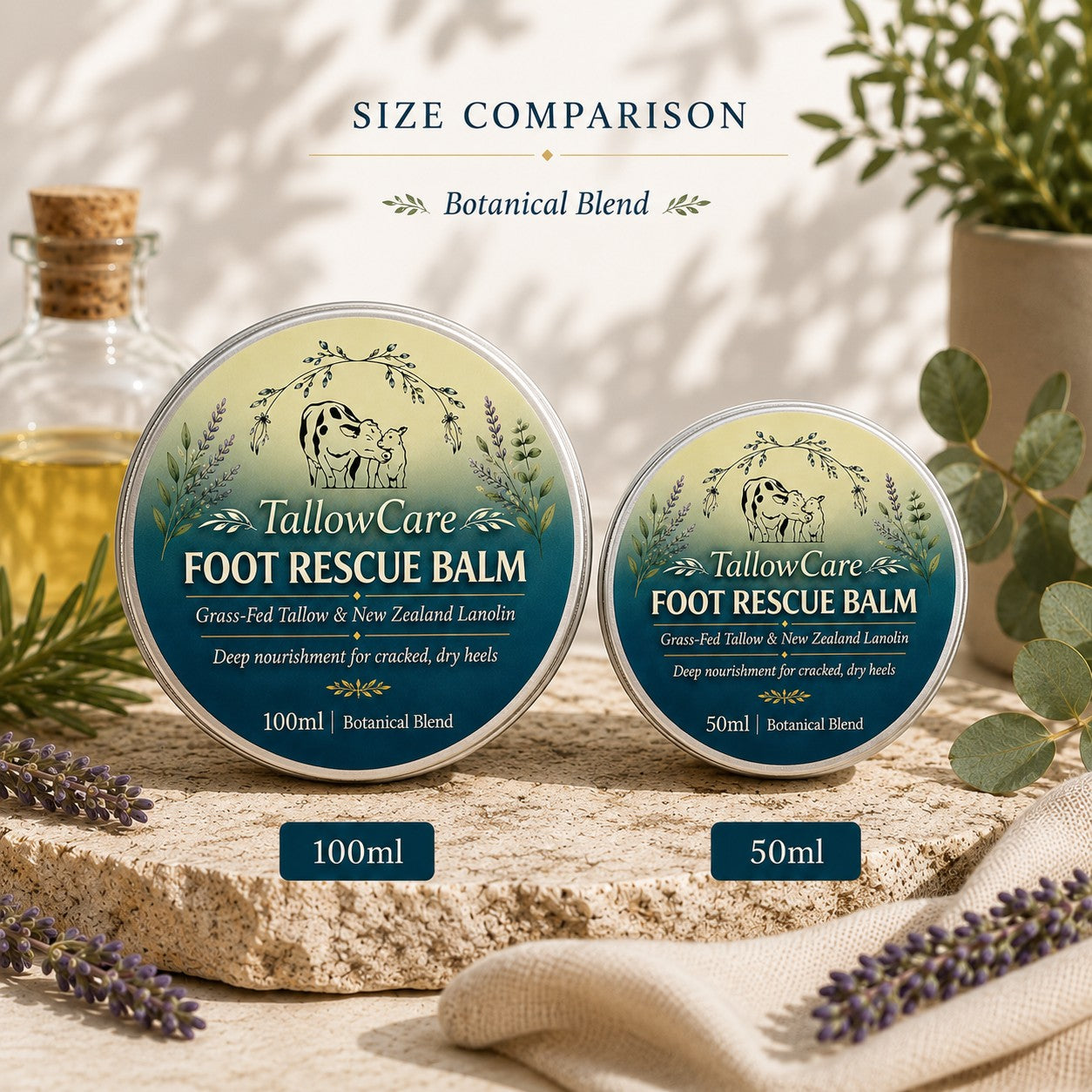 Botanical Blend Foot Rescue Balm | Natural Tallow Foot Balm for Dry, Cracked Heels