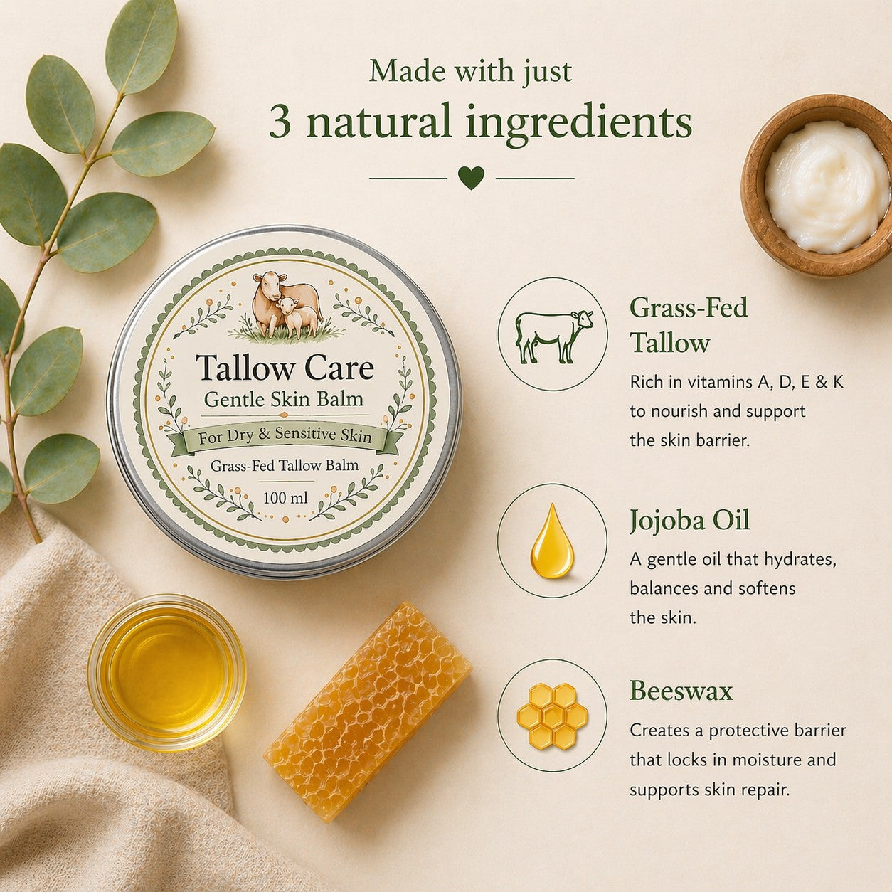 Tallow Care Gentle Skin Balm for sensitive skin